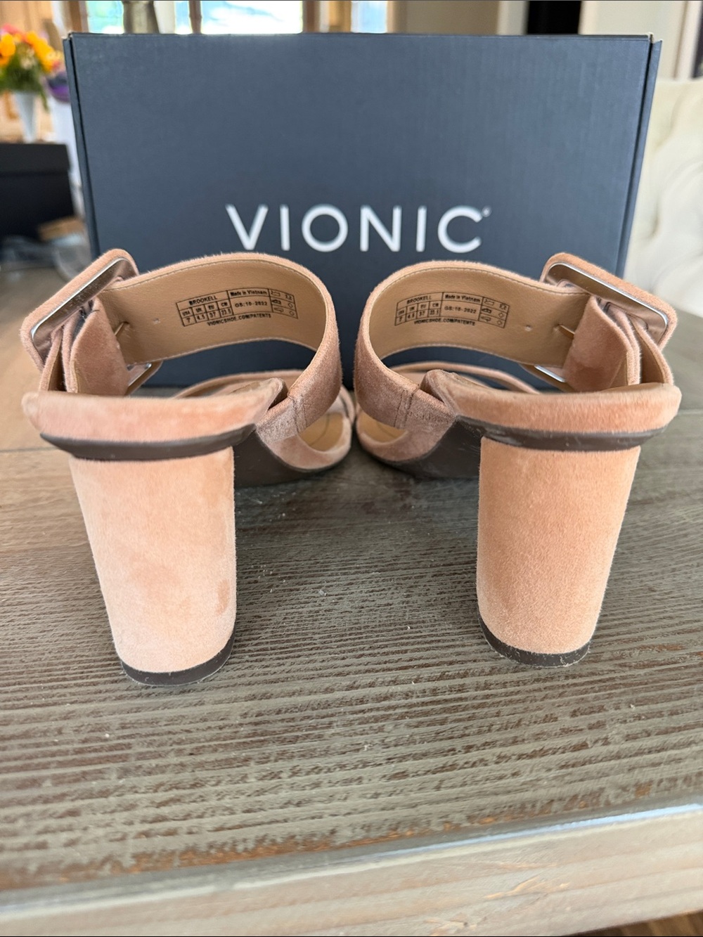 Vionic Women's Suede Brookell  Buckle Slide Sandals in Blush - Picture 5 of 15